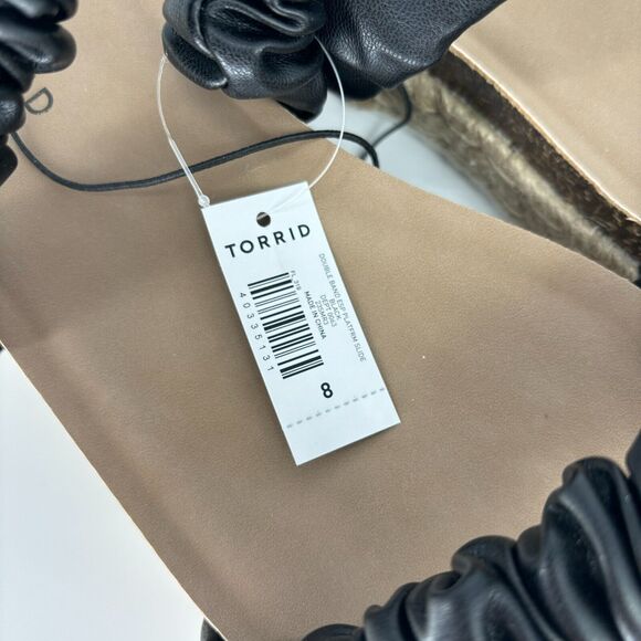 Torrid NWT Double Band Espadrille Platform Slide 8 WW Black, Tan White - Picture 5 of 6